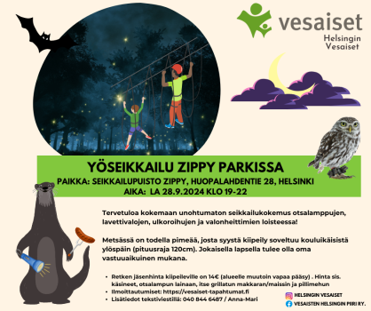 Yöseikkailu Zippy Parkissa